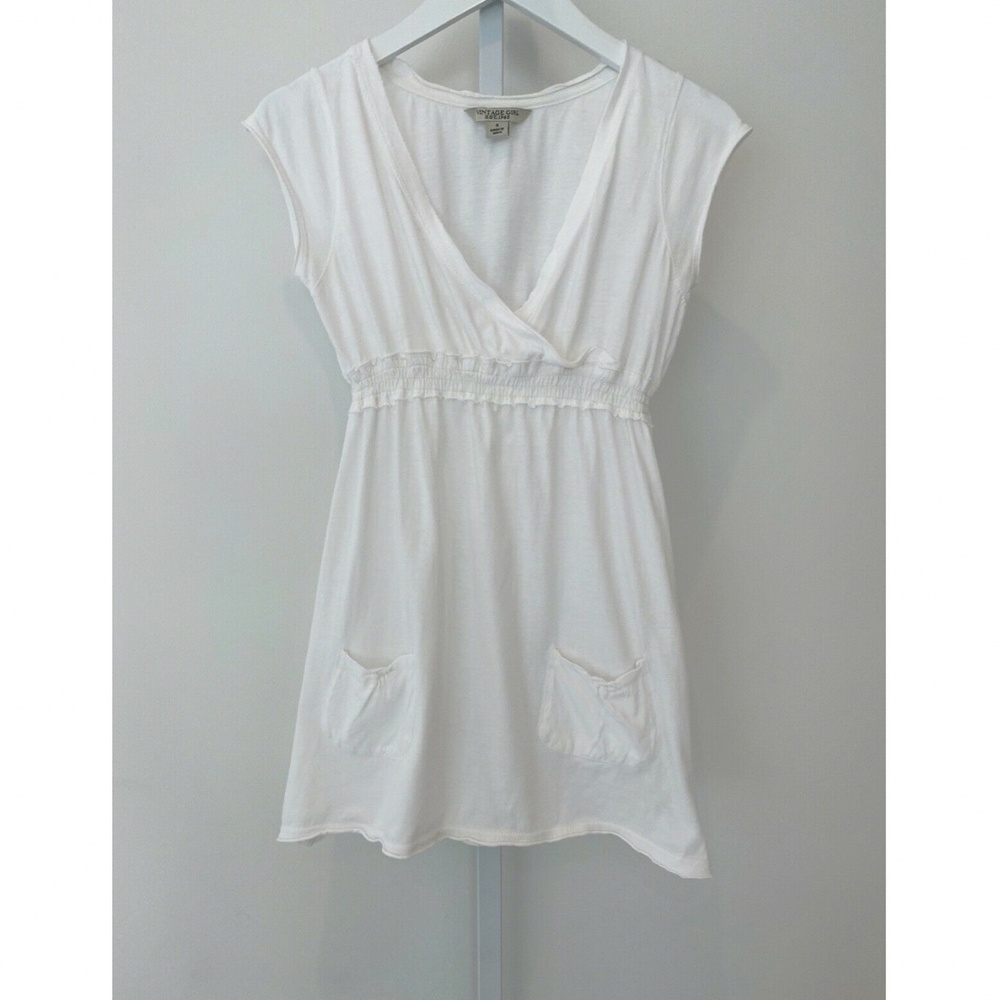 VINTAGE GIRL WHITE COTTON MINI DRESS SIZE SMALL